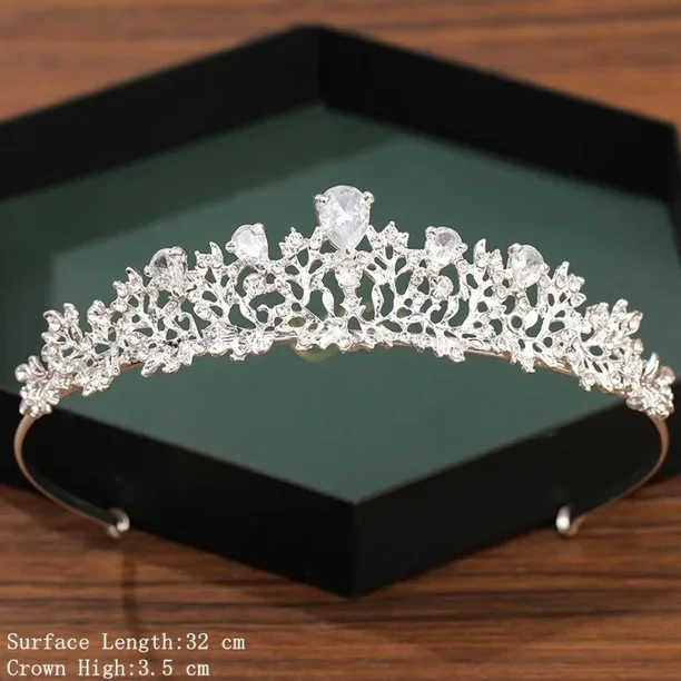 Corona y Tiara de Color plateado para mujer, accesorios para el cabello de boda, corona para novia, Diadema de diamantes de imitación de cristal