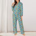 thumbnail image 2 of KLL Artoon Transport Print Women's Long Sleeve Pajamas with Pants Sleepwear Loungewear 2 Set-Large, 2 of 7