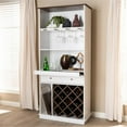 thumbnail image 2 of Bowery Hill Wood Wine Cabinet in White and Walnut Brown, 2 of 9