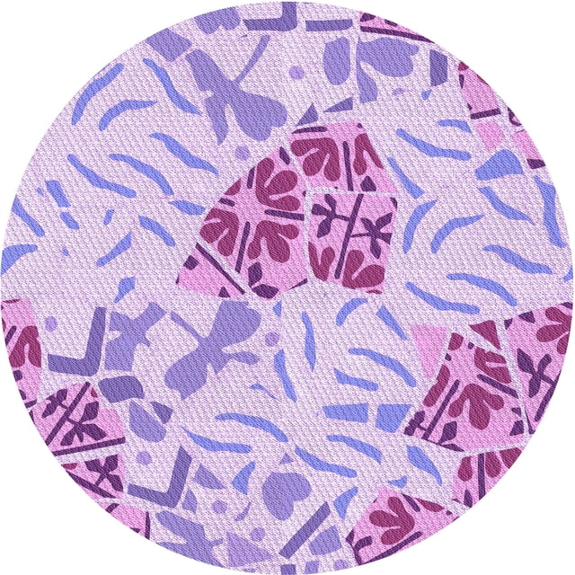 Ahgly Company Tapis Rond Lavable en Machine Intérieur Transitionnel Fleur Rose, 3 Pieds Rond