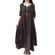 thumbnail image 1 of ICHUANYI Clearance Women's Fashion Plus Size Round-Neck Solid Long Dress Helf Sleeve Buttons Dress(Coffee, XL) ICHUANYI WER2023081002973, 1 of 8