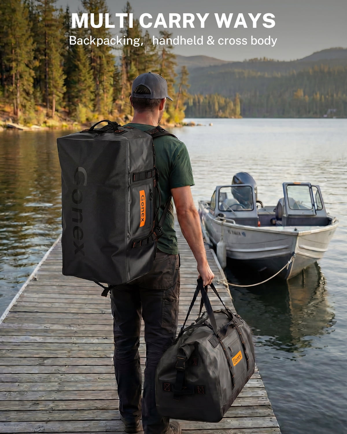 Gonex 90L Waterproof Dry Duffel Bag, 3-in-1 Convertible Large Backpack - Heavy Duty Travel Gear Hauler with Reinforced Thickened Bottom for Kayaking Paddleboarding Boating Rafting Fishing