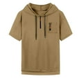thumbnail image 5 of Men's Lightweight Short Sleeve Hooded T Shirt Breathable Athletic Pullover with Drawstring Casual Summer Sports Tee Mens Summer Lightweight Pullover Tee Shirts, 5 of 5