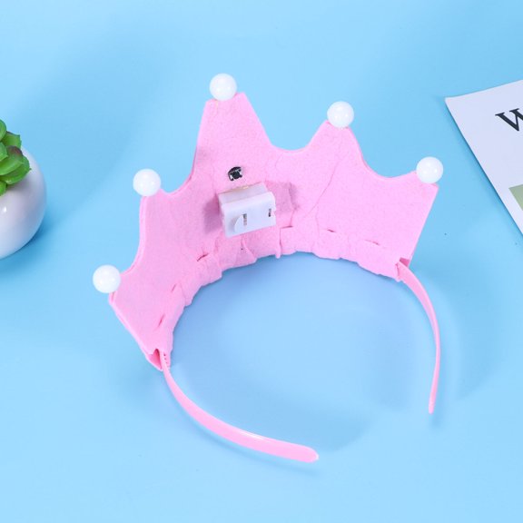 ETHZZLE Crown Headband For Girl Cake Hat Pink 1Set
