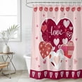thumbnail image 4 of Light Pink Valentines Day Bathroom Shower Curtains with 12 Hooks Waterproof Shower Curtain for Stalls and Bathtubs Love Hearts Romantic Farmhouse Decorative Bathroom Privacy Curtain 72x78 Inches, 4 of 9