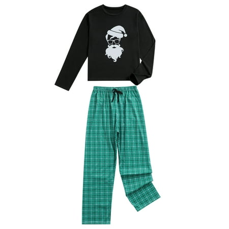 

Binpure Christmas Parent-child Nightwear Tops and Plaid Printed Pattern Pants