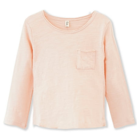 

ContiKids Toddler Kids Unisex Tee Shirts Chest Slub Pocket Long Sleeve T-Shirts Pink 5-6 Years