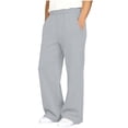 thumbnail image 4 of Tdoqot Girls Fleece Sweatpants with Pockets- Elastic Waist Baggy High Rise Casual Wide Leg Joggers Gray Size 6, 4 of 8