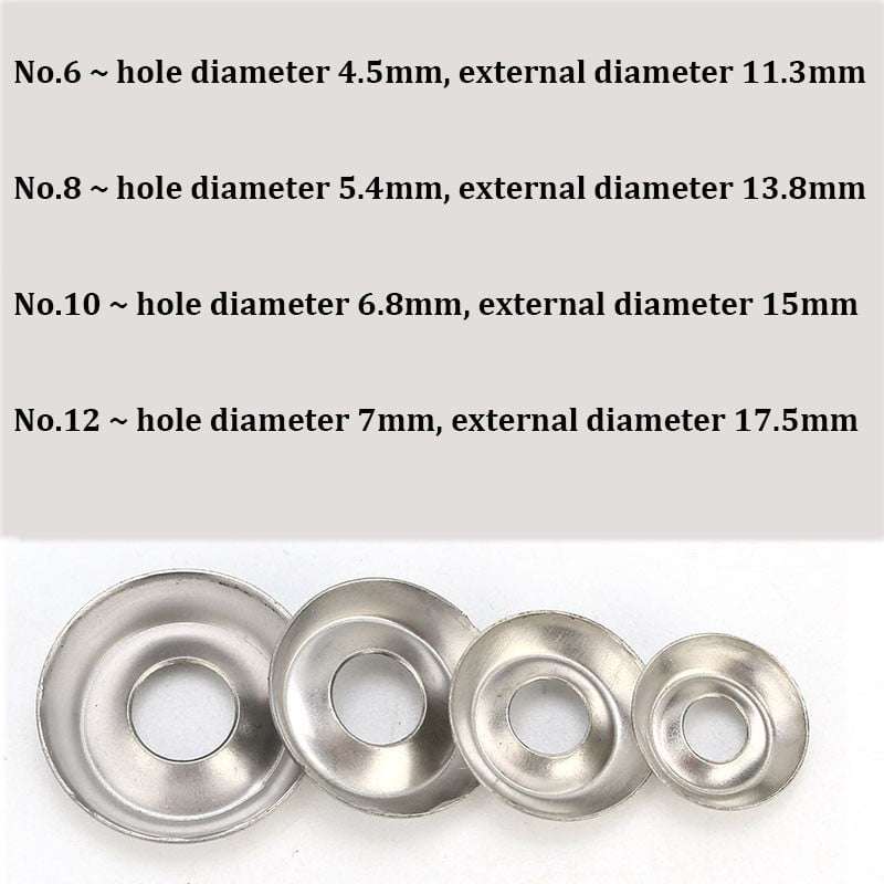 No.10 STAINLESS STEEL A2 STEEL CUP WASHERS TO FIT COUNTERSUNK SCREWS BOLT 