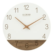 La Crosse Clock 12" Sierra Wood White-Brown Contemporary Quartz Analog Clock, 404-3630B