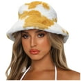 thumbnail image 2 of WTXUE Bucket Hat Faux Fur Hat Winter Printed Thick Bucket Warm Hat Bucket Cap Basin Hat for Women Men Wool Winter Hats Comfort Hat Soft Warm Hat Yellow One Size, 2 of 4