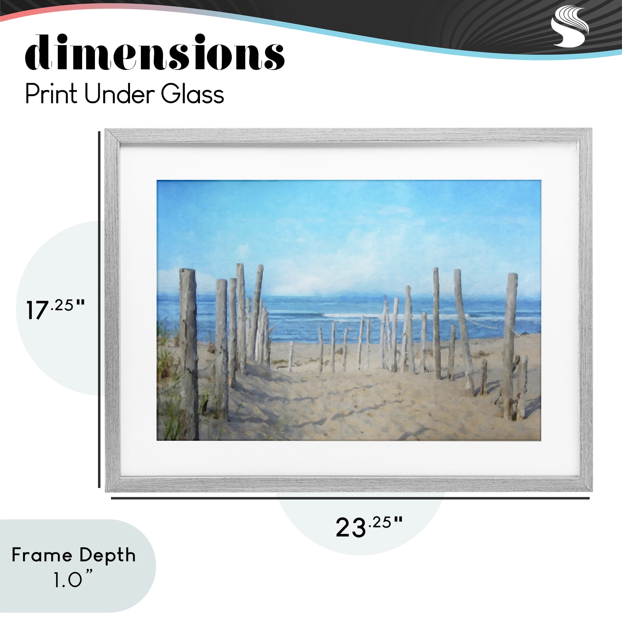 Stupell Industries National Seashore Vista Gray Framed Print Under Glass, design by Grotto Studios