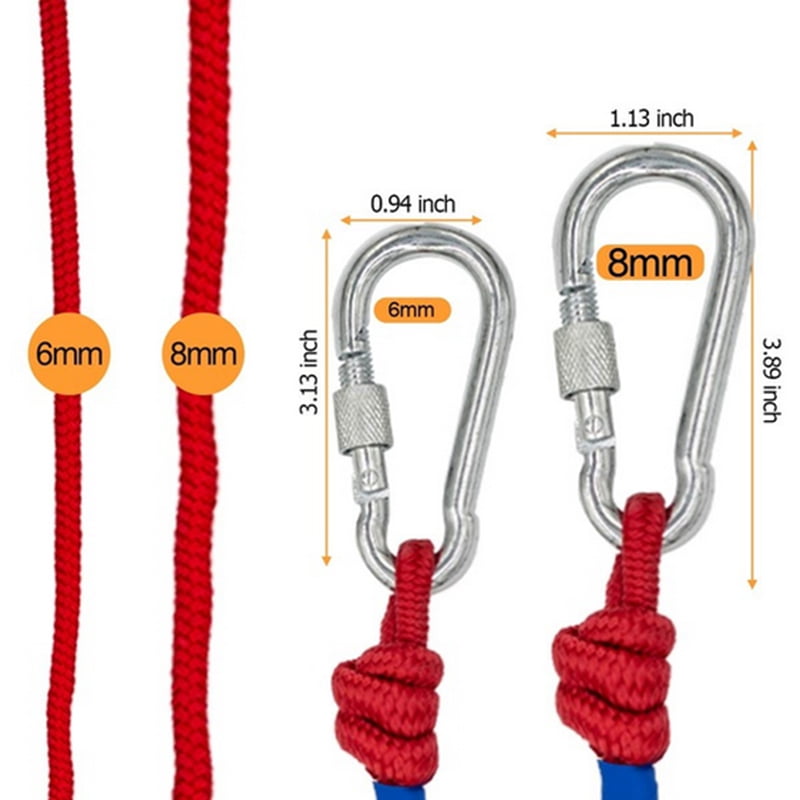 20M 6mm Safe and Durable High Strength Braid Rope Lock Nylon Rope & Carabiner 