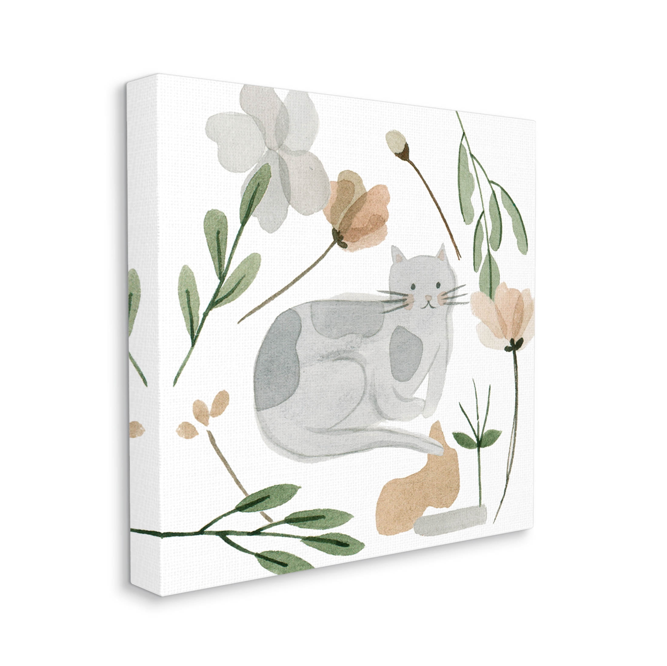 Stupell Industries Comfy Cat Varied Botanicals Graphic Art Gallery Wrapped Canvas Print Wall Art, Design by Melissa Wang