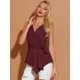 thumbnail image 3 of INSPIRE CHIC INSPIRE CHIC Tops De Verano Para Mujer, Sin Mangas, Con Escote En V, Con Lazo, En La Cintura Vino tinto M, 3 of 5