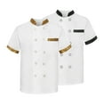 thumbnail image 5 of TNOBHG Chef Shirt Unisex Summer Chef Uniform Short Sleeve Stand Collar Breathable Stain-resistant Cook Shirt, 5 of 8