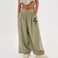 thumbnail image 2 of Bovemsi Women's Casual Pants Cargo Baggy Wide Leg Black Loose High Waist Sweatpants Multi Pockets Beach Trousers, 2 of 9