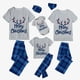 thumbnail image 2 of Pijamas familiares a juego navideños, conjunto de pijamas de manga corta con astas de alce, cuadros azules, Feliz Navidad, 2 of 3