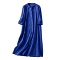 thumbnail image 2 of Lilgiuy Women's Loose Fitting Dress 3/4 Sleeve Button Round Neck Dress Long Dress for Girls Trip, 2 of 5