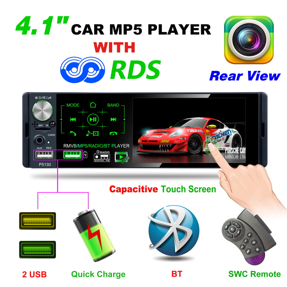 4.1"Single 1Din 3D Touch Car Stereo MP5 Player RDS AM FM Radio BT AUX USB TF 