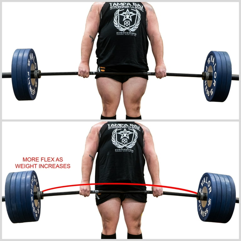 Valor Fitness Olympic Deadlift Bar Max Weight 1200lbs 45lb 90.5 in 27 mm Heavy Duty Powerlifting Strongman Gym Equipment Meets IPF Standards