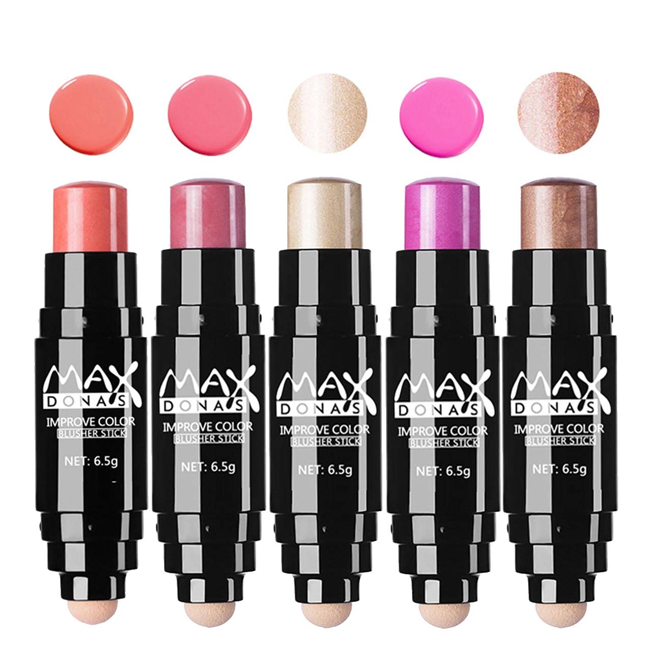 5 Colors Blush Sticks for Cheeks nd Lips, Professional Makeup Blush