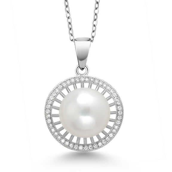 Gem Stone King Sterling Silver 10mm Cultured Freshwater Pearl Pendant With 18" Silver Chain
