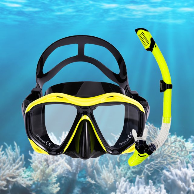 Gafas de natación unisex Gafas subacuáticas seguras Equipo de buceo (Amarillo)