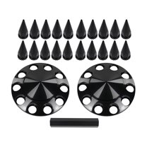 Black Front Hub Wheel Cover Nut Covers Spiked 33mm 2pcs Fit For Semi Truck
