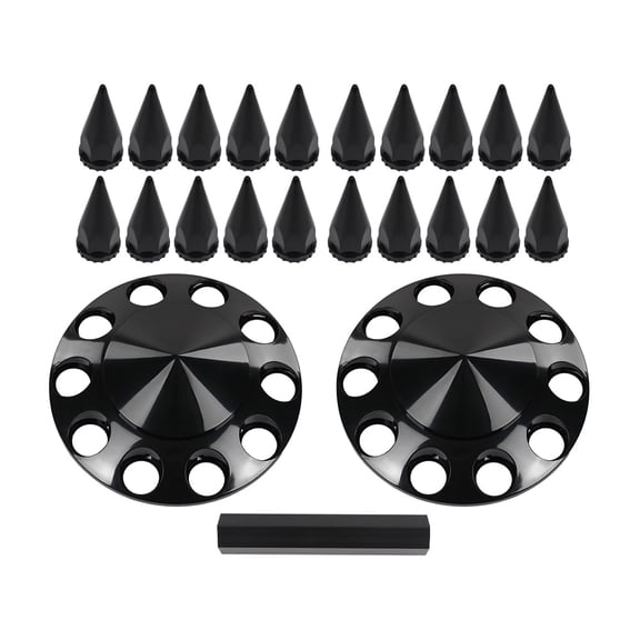 Black Front Hub Wheel Cover Nut Covers Spiked 33mm 2pcs Fit For Semi Truck