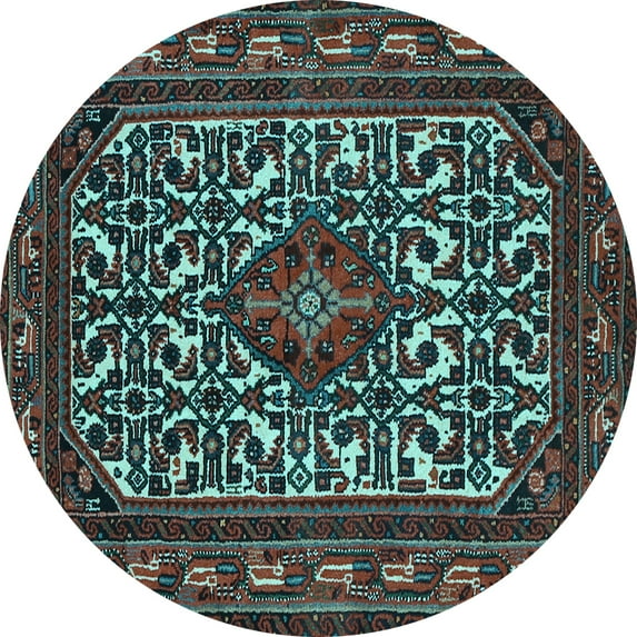 Ahgly Company Indoor Round Persian Light Blue Traditional Area Rugs, 5' Round