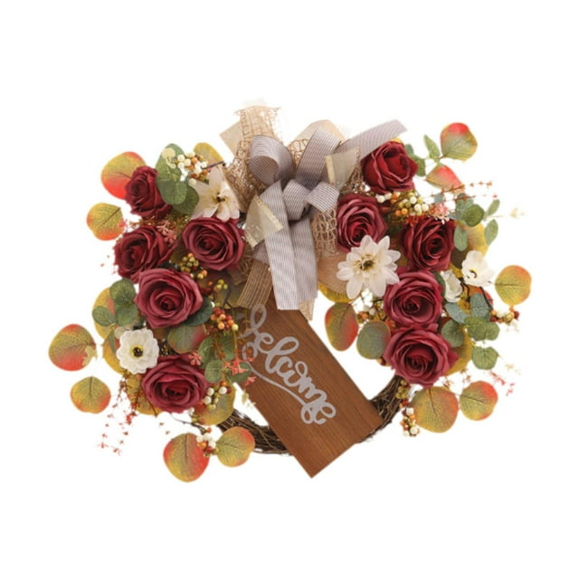 Corona de otoño para la puerta delantera 21.26 "Garland de flores de flores rústicas de flores artificiales para de la boda en