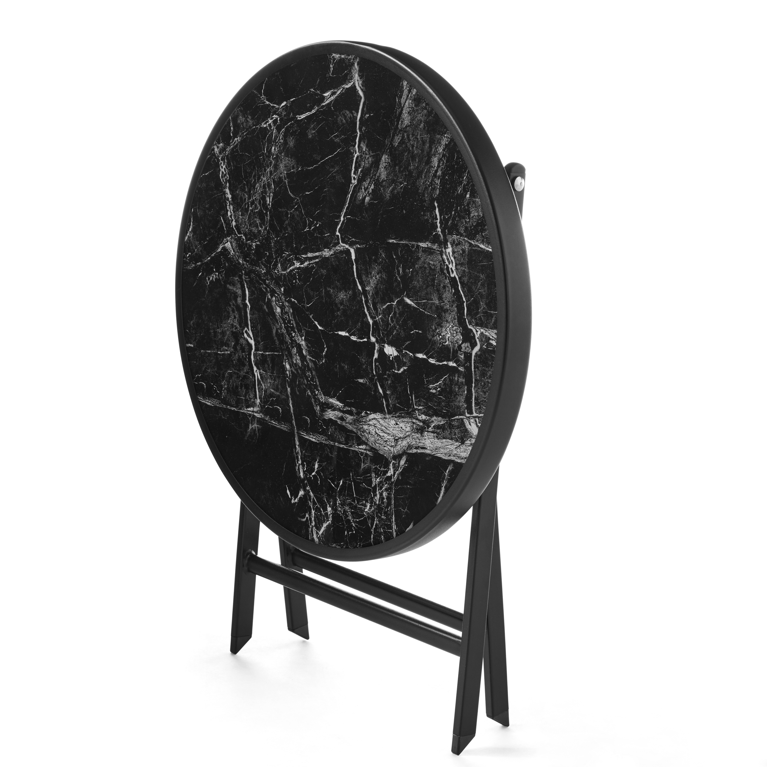 Mainstays 18" Greyson Square Black Marble Steel Round Folding Table - image 3 of 6