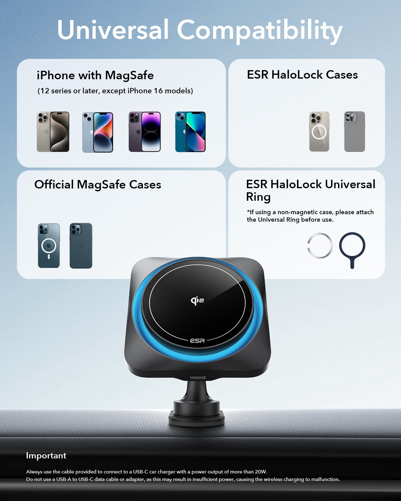 ESR CryoBoost MagSafe Car Charger | 15W Fast Wireless Charger with Phone Cooling | Air Vent & Dashboard Mount for iPhone 17/16/15/14/13/12, Galaxy S25 Series & Pixel 10