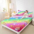 thumbnail image 2 of Manfei Ink Rainbow Fitted Sheet Queen, Cartoon Stars Sun Bedding, Yellow Pink Blue, 3 Pieces, 1 Fitted Sheet and 2 Pillowcases, 2 of 6