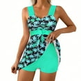 thumbnail image 2 of Ynynloco Women's Tankini Bathing Suits Two-Piece Tummy Control Modest Swim Dress High Waist Printing Padded Swimsuits with Boyshorts, 2 of 6