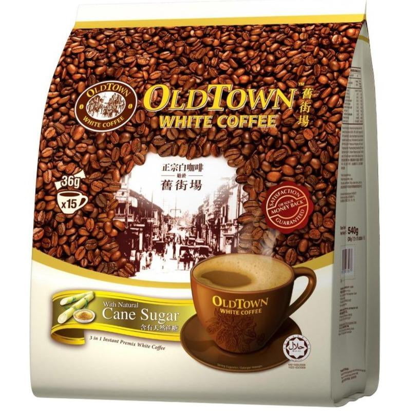 OLD TOWN 3 in 1 Natural Cane Sugar White Coffee 19 Oz (540 g) (15 Sticks X 36 g)
