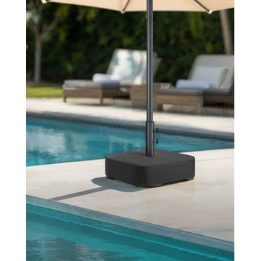 Heavy-Duty Square Patio Umbrella Stand - Sand Fillable Base (88 lb Capacity) for 5-10 ft Umbrellas, Fits Poles of Various Diameters, Black