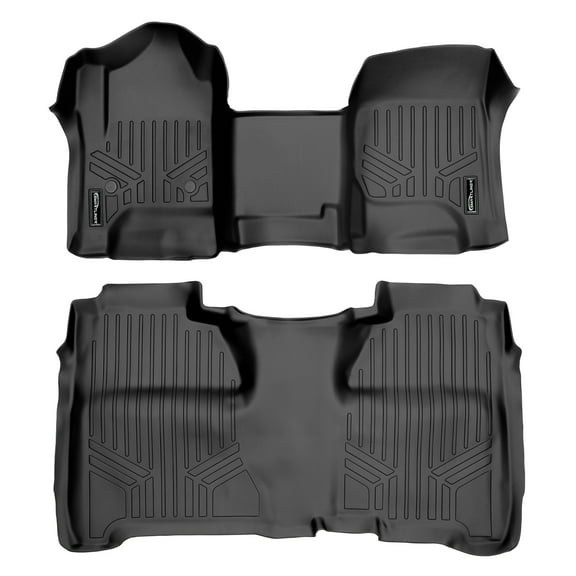 SMARTLINER 2 Rows Custom Fit Floor Liners Compatible with 2014 - 2018 Chevrolet Silverado 1500 Crew Cab