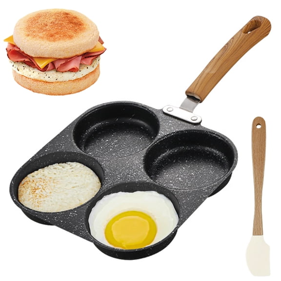 GMZW 4-Cup Nonstick Egg Frying Pan with Cooking Spatula, Granite Coated Breakfast Skillet for Eggs, Pancakes & Burgers, Compatible with Gas Stove and Induction Cooktop