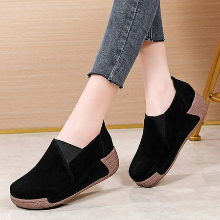 

Shldybc Fashion Thick-soled Rocking Shoes Women s Single Shoes Comfortable Mother Shoes Casual Leather Shoes Women s Ankle Flat Boots Womens Boots on Clearance