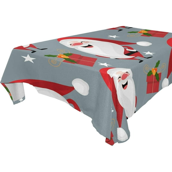SKYSONIC Santa Claus Tablecloth Waterproof Washable Polyester Square Table Cover Durable Tablecloth for Kitchen Dining Table Party Decor (60 X 60 Inch)