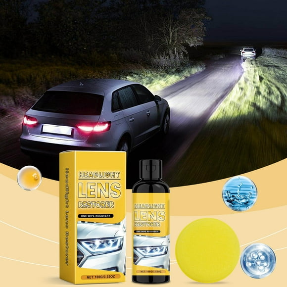 Kieccall Headlight Restoration Liquid for Yellowed Lenses, No Polishing Required, Clear Repair Emulsion Improves Clarity Brightness, 100ml Bottle