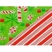 Pack of 1, Candy Canes Reversible 24" x 100' Gift Wrap Roll for Holiday, Party, Kids' Birthday & Special Occasion Packaging