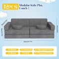 thumbnail image 4 of FAGINEY Modular Play Sofa for Kids 12pcs Play Couch Multifunctional Child Sectional Sofa for Playroom for Toddler Ages 1-3, Grey, 4 of 6