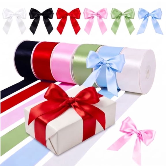Satin Ribbon, 6 Rolls 150 Yards 1.5 Inch Solid Fabric Ribbon, for Gift Wrapping Wedding Bouquets Handmade Crafts