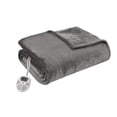 thumbnail image 4 of OLLIIX Serta Plush Heated Blanket, Gray, Full, 100% Polyester Fabric, 4 of 8