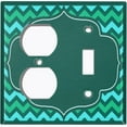 thumbnail image 4 of Metal Light Switch Plate Outlet Cover Vintage Teal Chevron Frame Wallpaper WAL042, 4 of 13