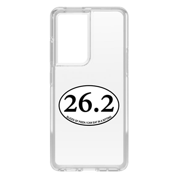 DistinctInk Clear Shockproof Hybrid Case for Galaxy S21 ULTRA 5G (6.8" Screen) - TPU Bumper Acrylic Back Tempered Glass Screen Protector - 26.8 - Slices of Pizza In a Sitting