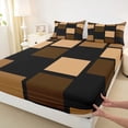 thumbnail image 5 of Castle Fairy Minimalist Geometric Square Bed Sheets 4-Piece,Mid Century Block Layout Full Size Sheets,Warm Brown Black,1 Flat Sheet, 1 Fitted Sheet and 2 Pillowcases, 5 of 7